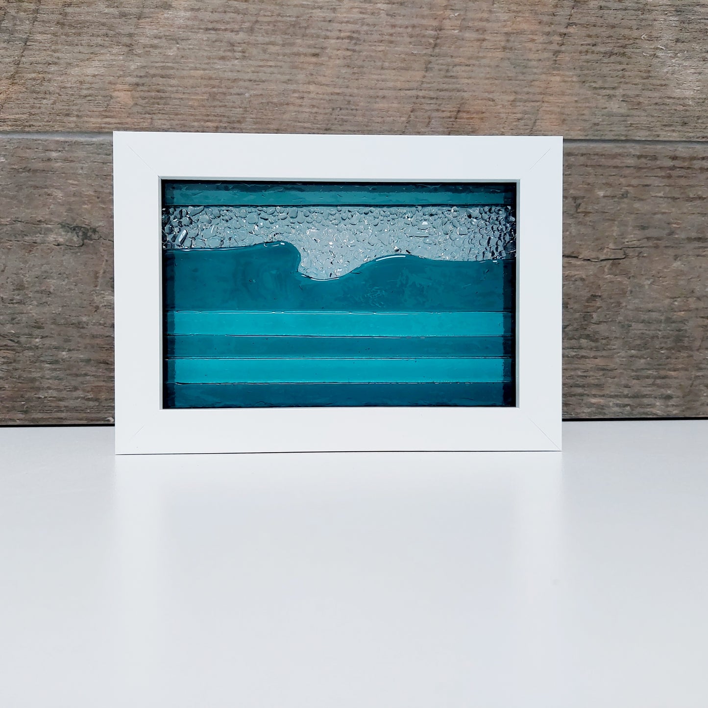 Handcrafted Teal & Aqua Framed Glass Picture - Lake District Inspired