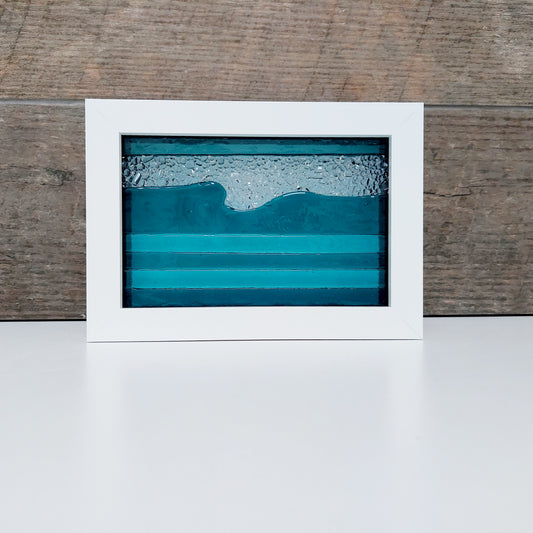 Handcrafted Teal & Aqua Framed Glass Picture - Lake District Inspired