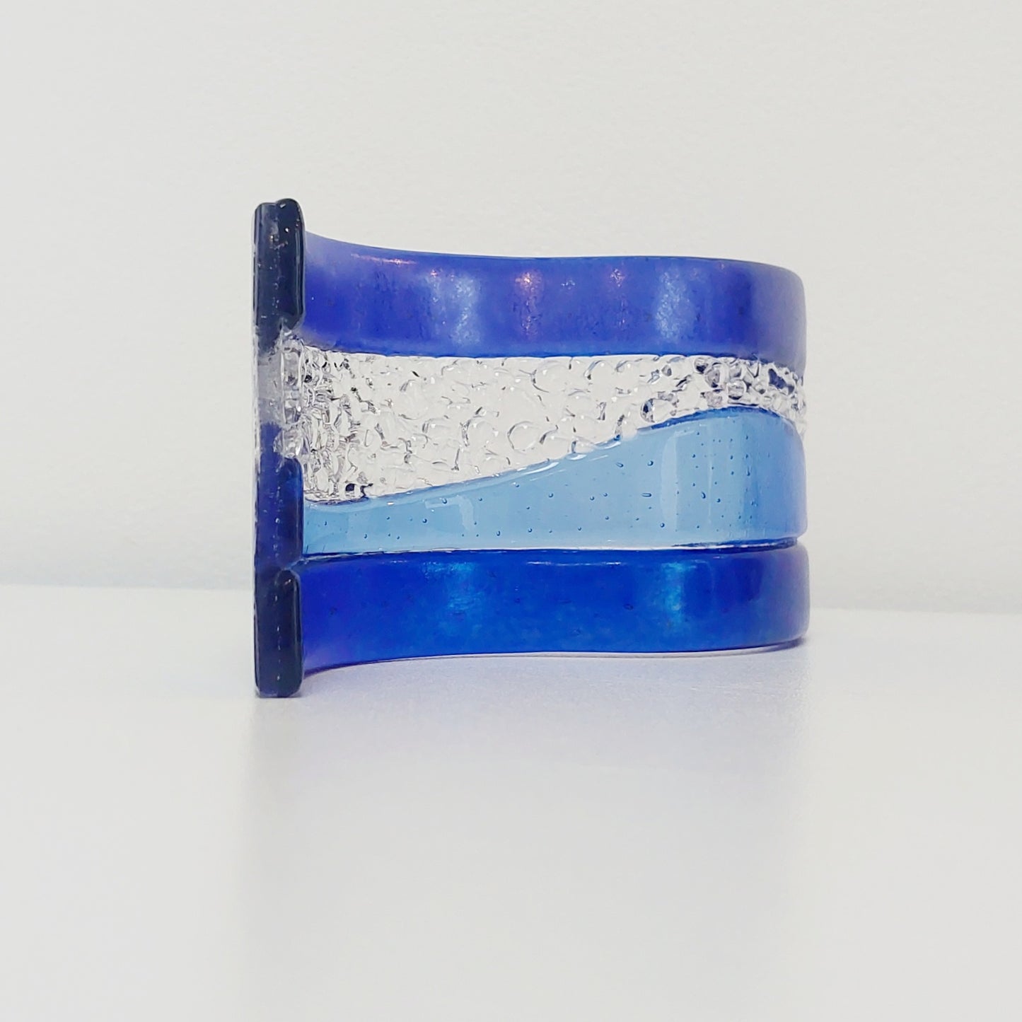 Sparkling Blue Glass Wave Ornament