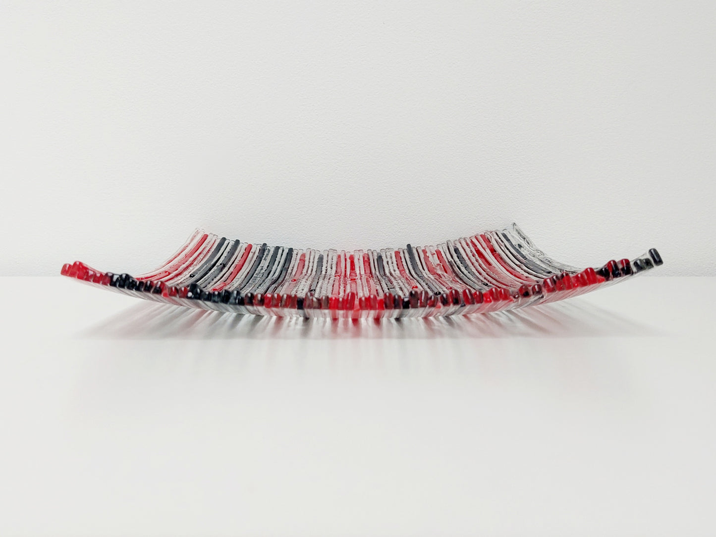 Red and Black Textured Glass Plate