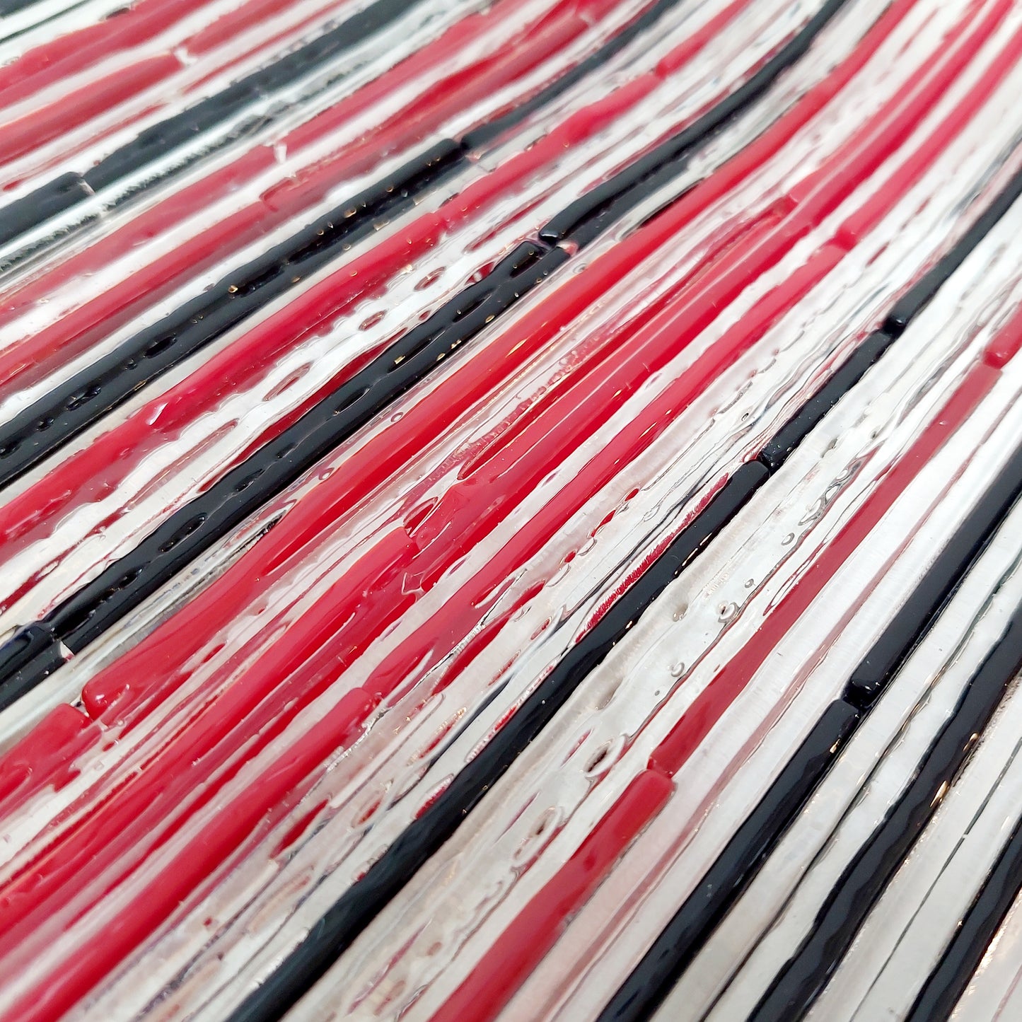 Red and Black Textured Glass Plate