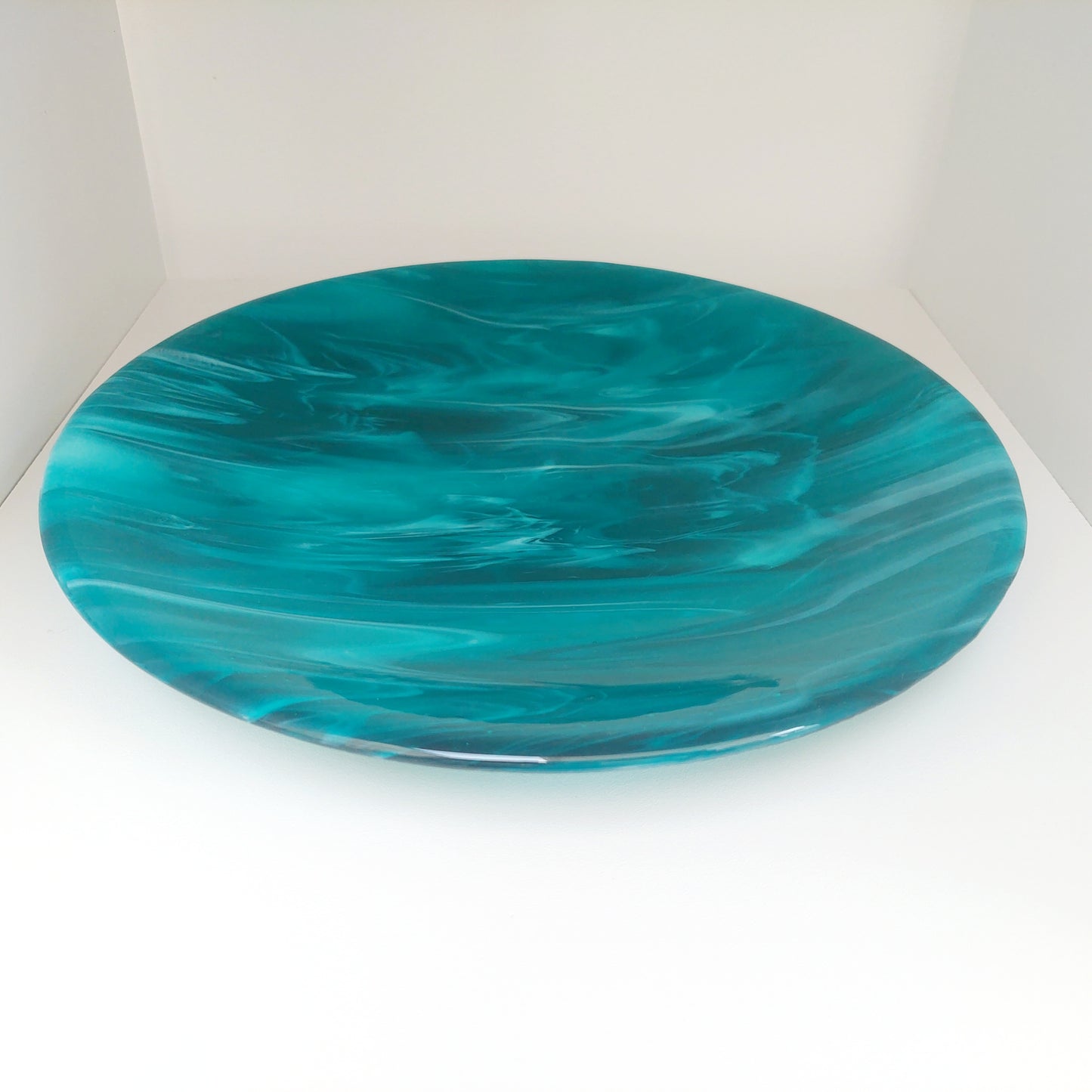 Teal and Aqua Glass Art Bowl - RESERVED for Lárisa & Stuart