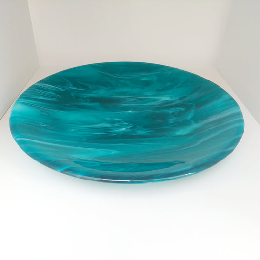 Teal and Aqua Glass Art Bowl - RESERVED for Lárisa & Stuart