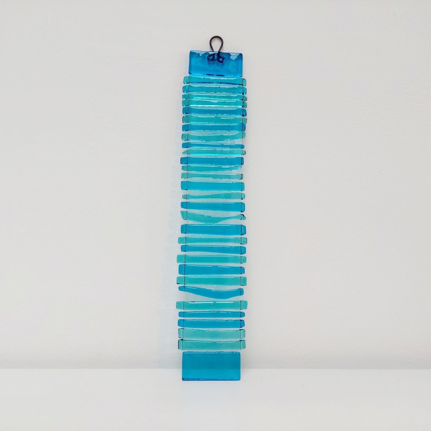 Aqua Turquoise Glass Wish Stick, Handmade Fused Glass Suncatcher