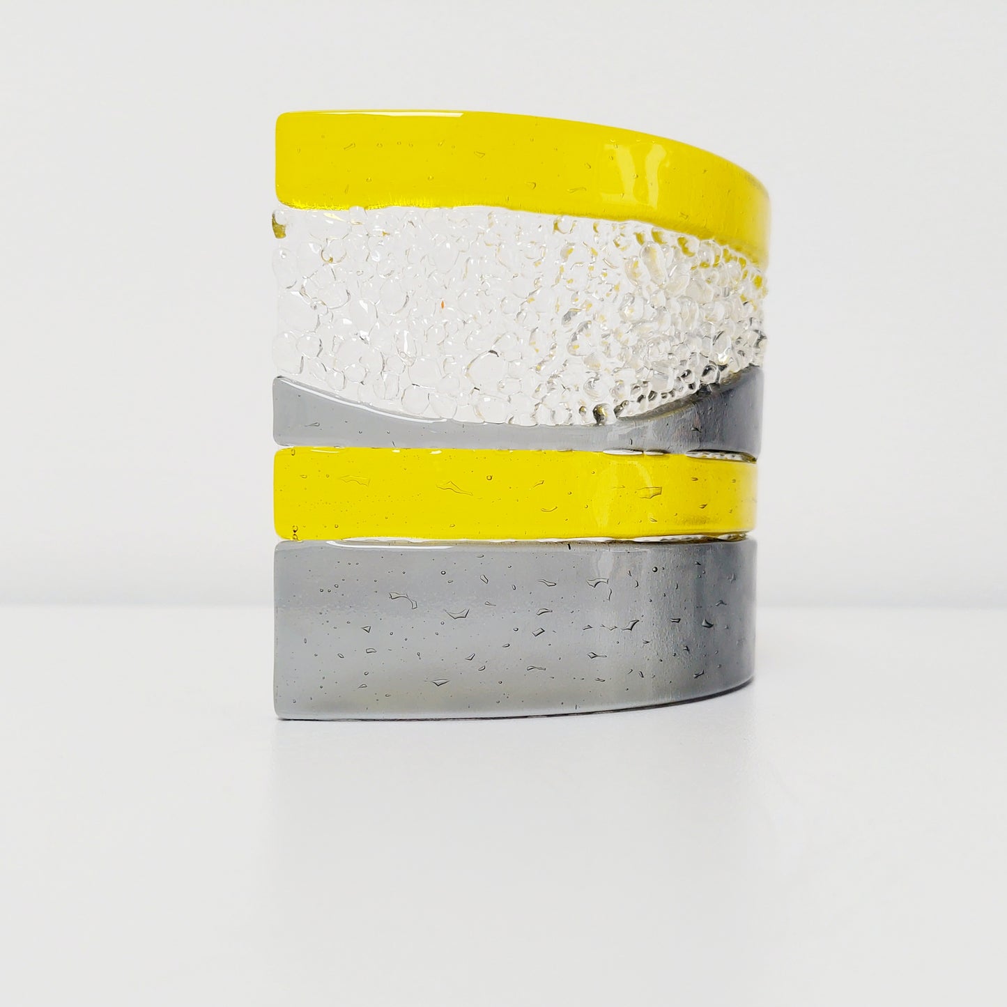 Yellow and Grey Glass Art Ornament Handcrafted in the Lake District