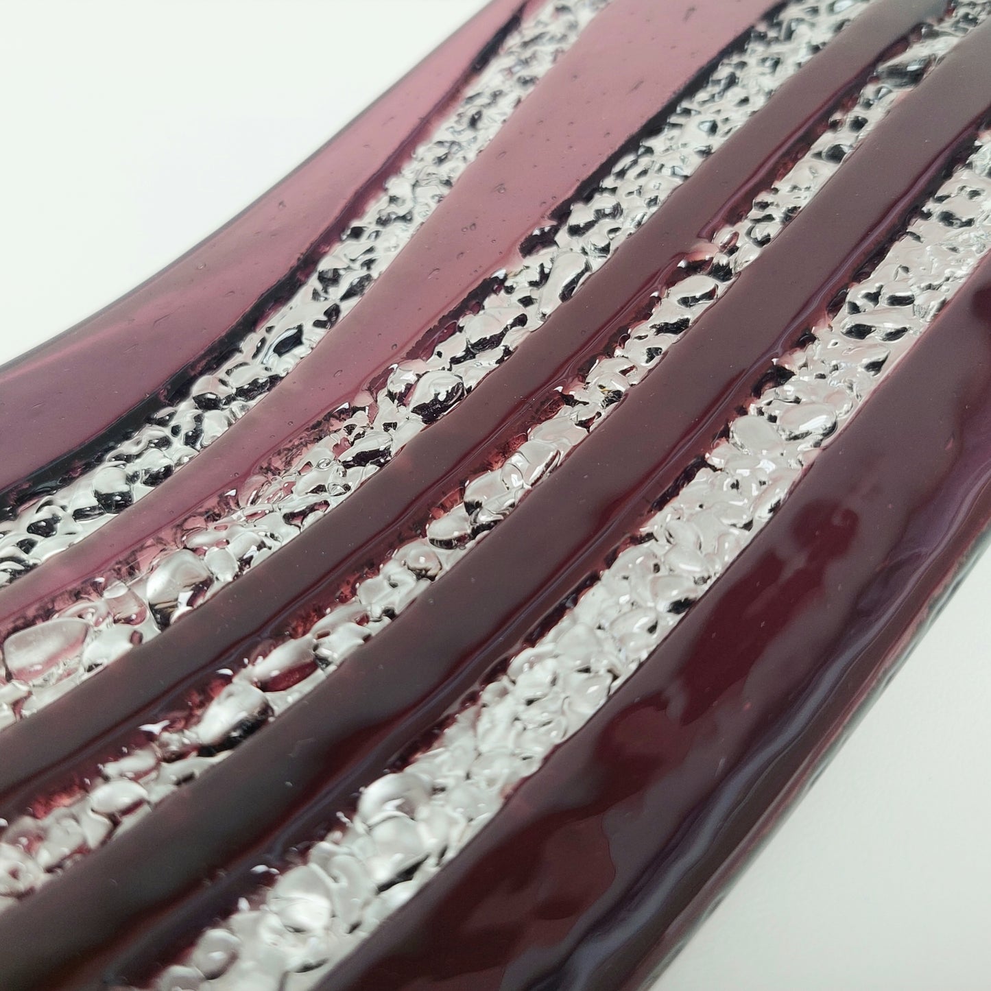 Large Plum Glass Art Wave, Unusual Handcrafted Mantlepiece Ornament, Contemporary Table Centrepiece, Freestanding Glass Wave, Plum Décor