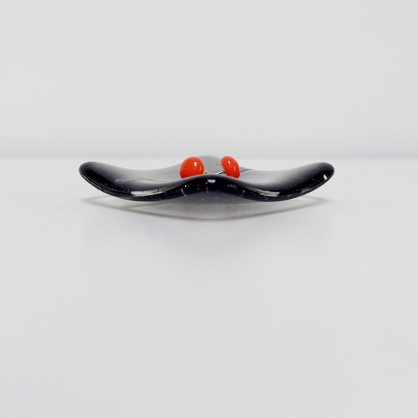 Artisan Grey Glass Ring Bowl, Small Handmade Trinket Dish