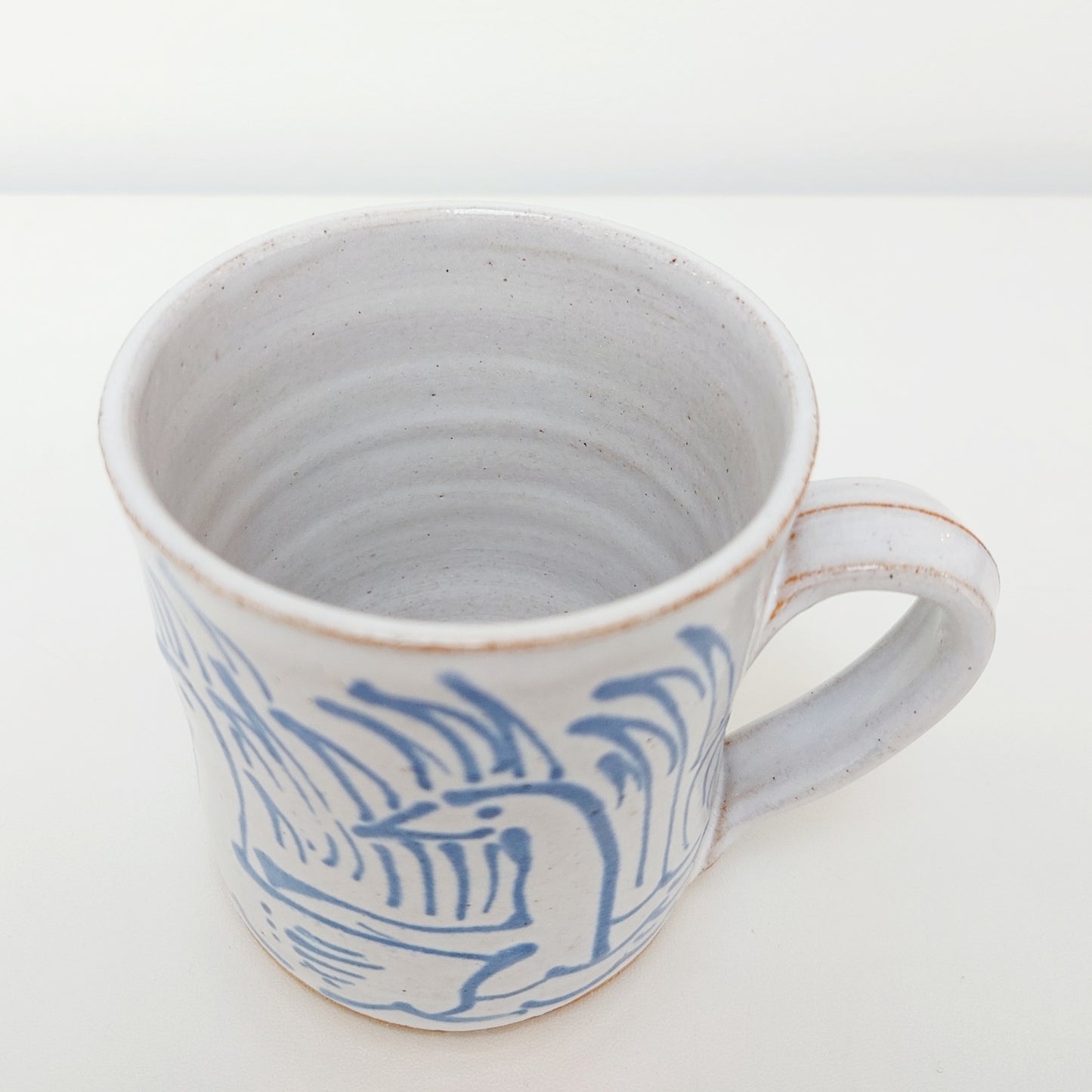 Handcrafted Earthenware Mug – Hans Ullrich | Blue & White Geese Design