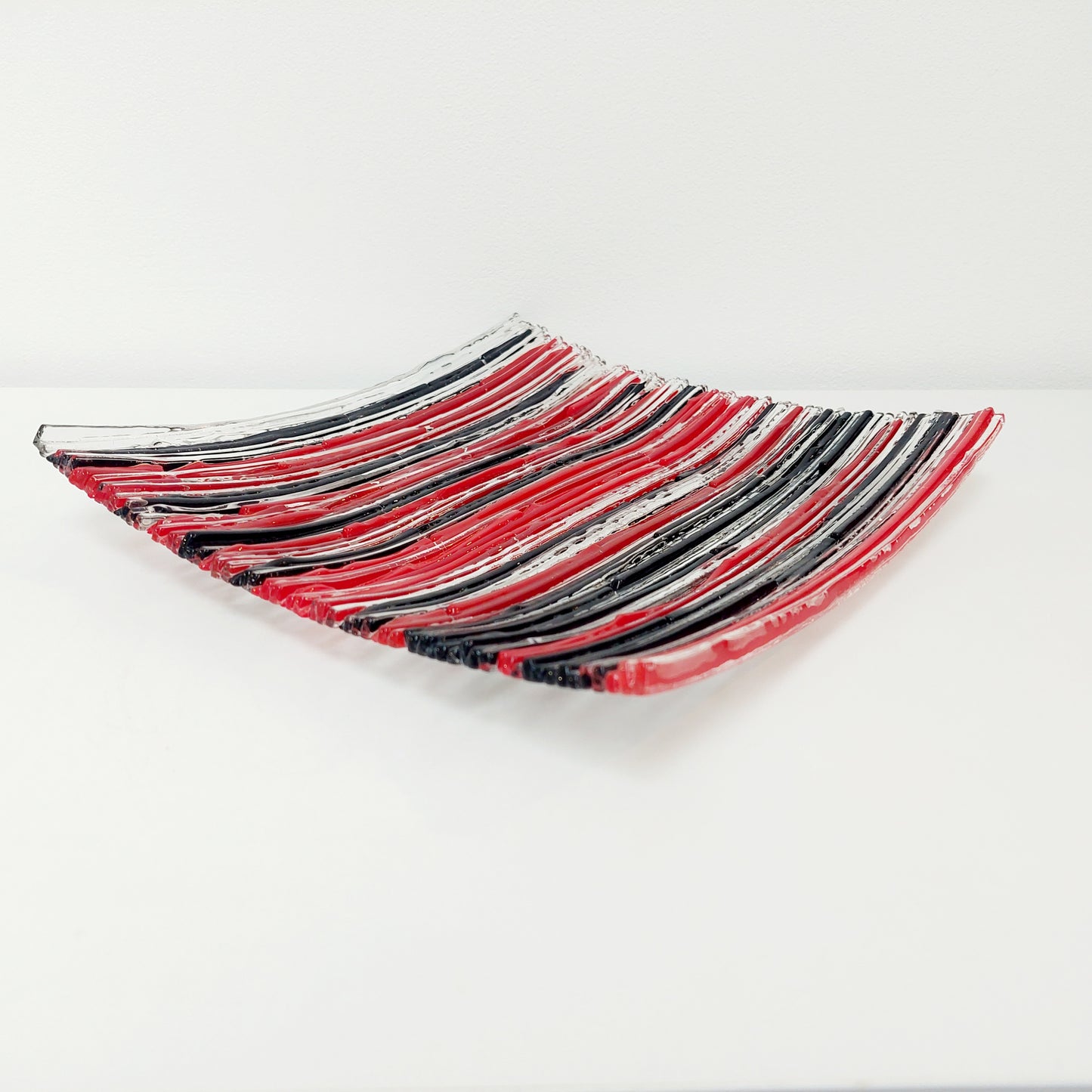 Red and Black Textured Glass Plate