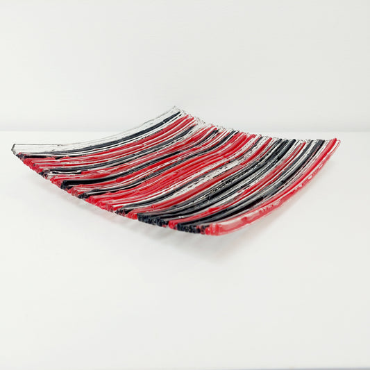 Red and Black Textured Glass Plate