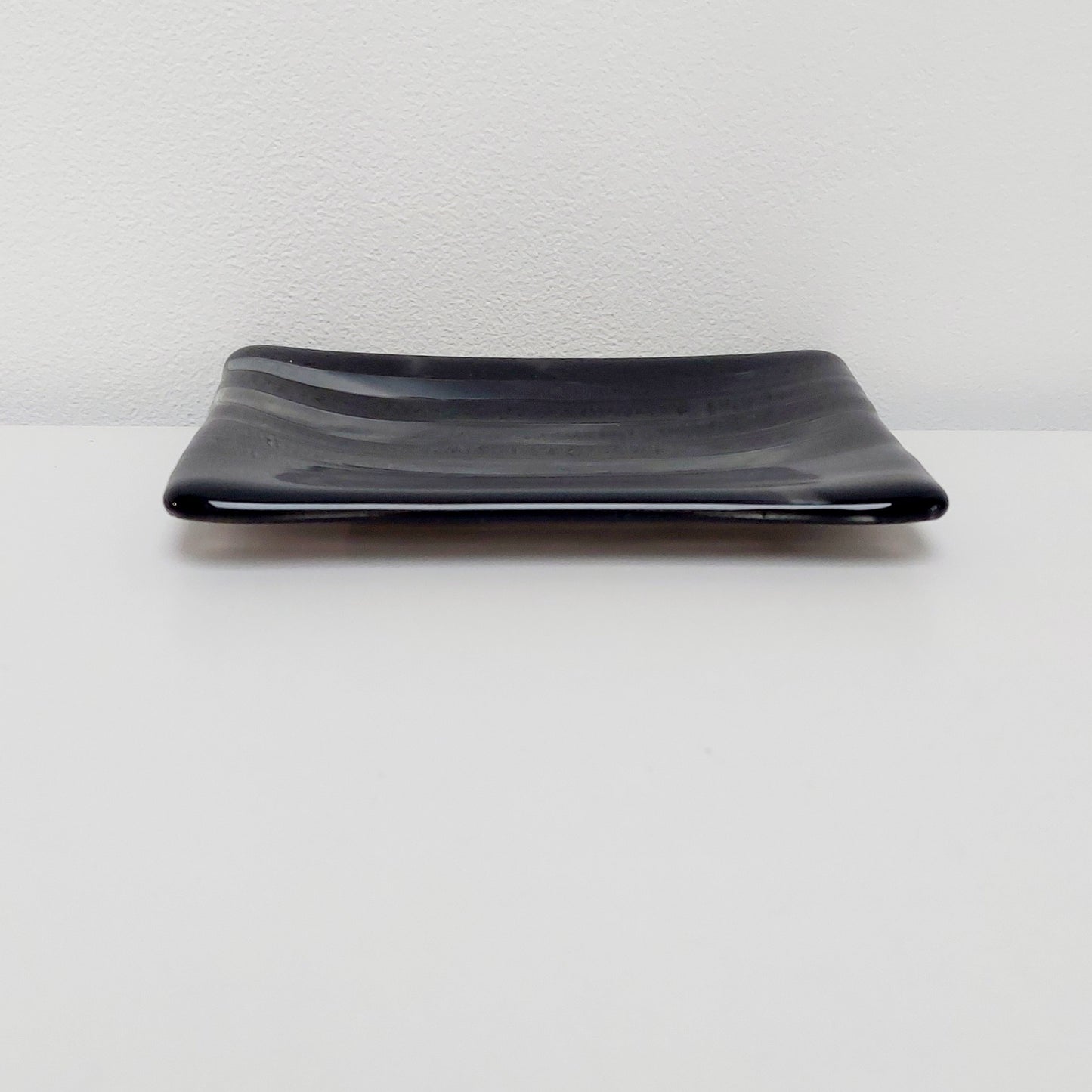 Stone Grey Glass Trinket Dish or Soap Tray