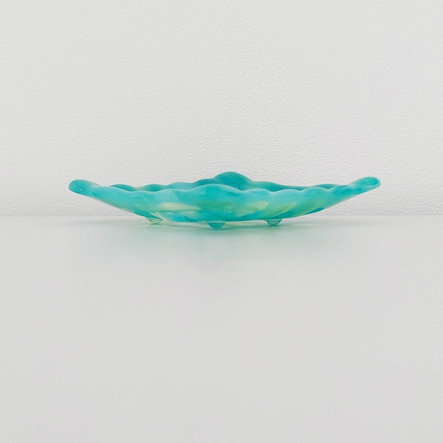 Rydal Water Glass Soap Dish with Holes, Handcrafted Light Green Soap Tray