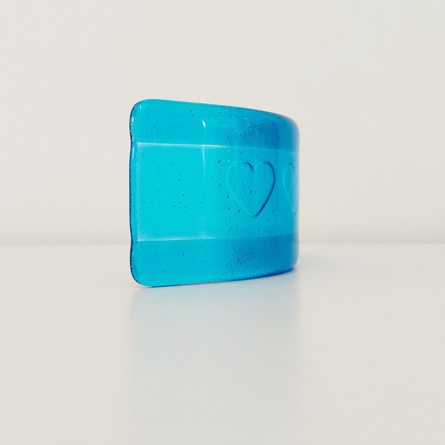 Small Turquoise Glass Heart Curve