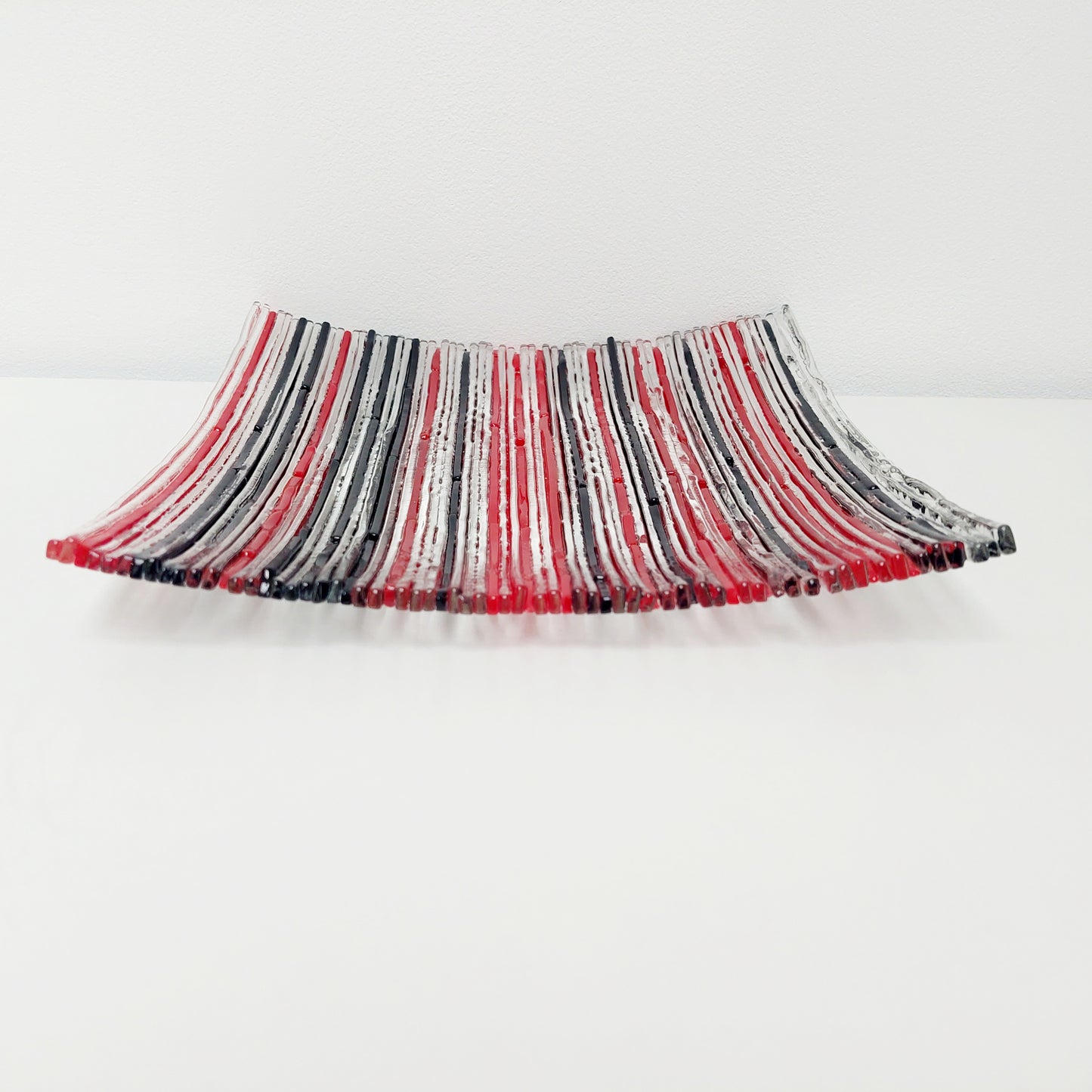 Red and Black Textured Glass Plate