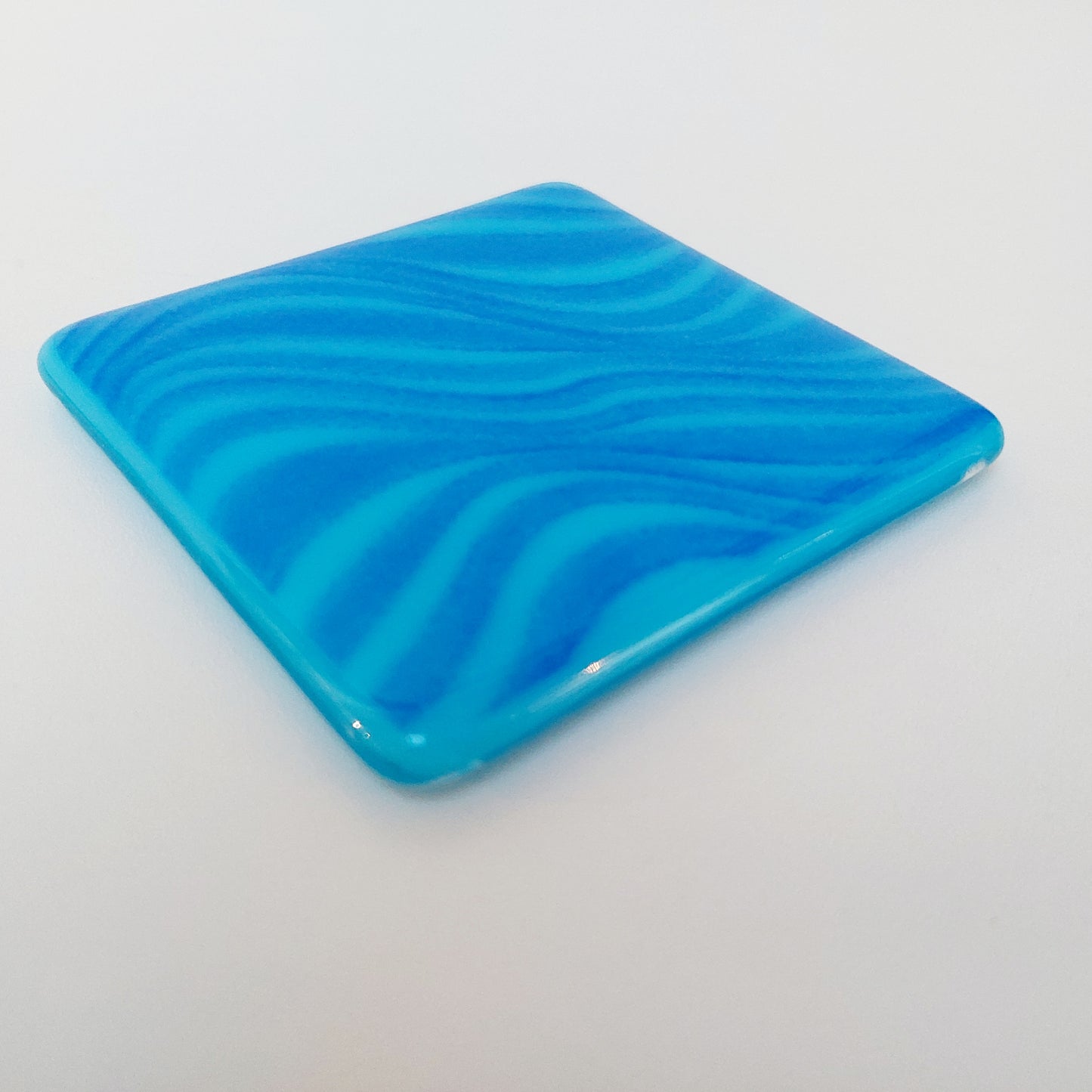 Turquoise and Cobalt Blue Glass Coasters Handcrafted in the Lake District