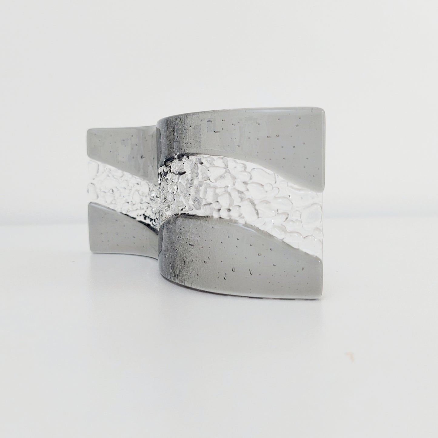Small Silver Grey Glass Wave