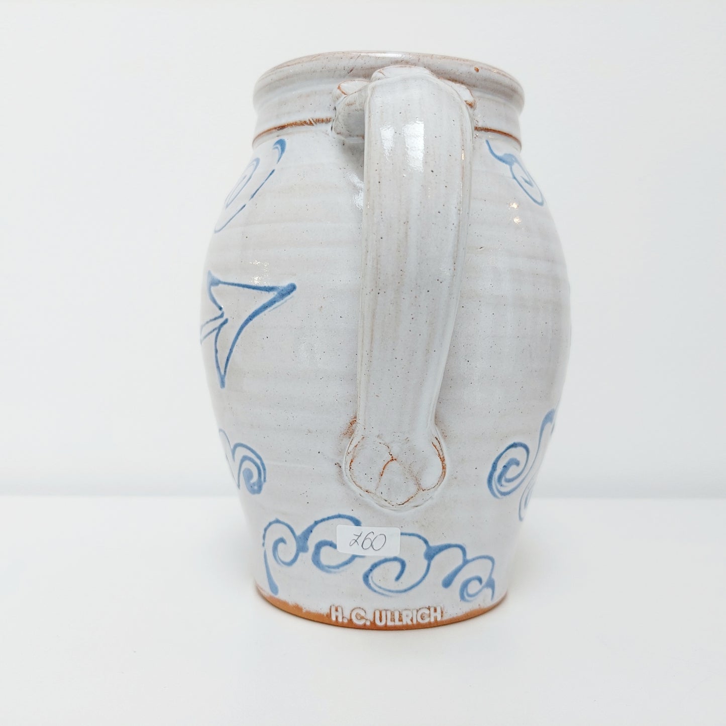 Blue & White Earthenware Jug with a Dragon Motif