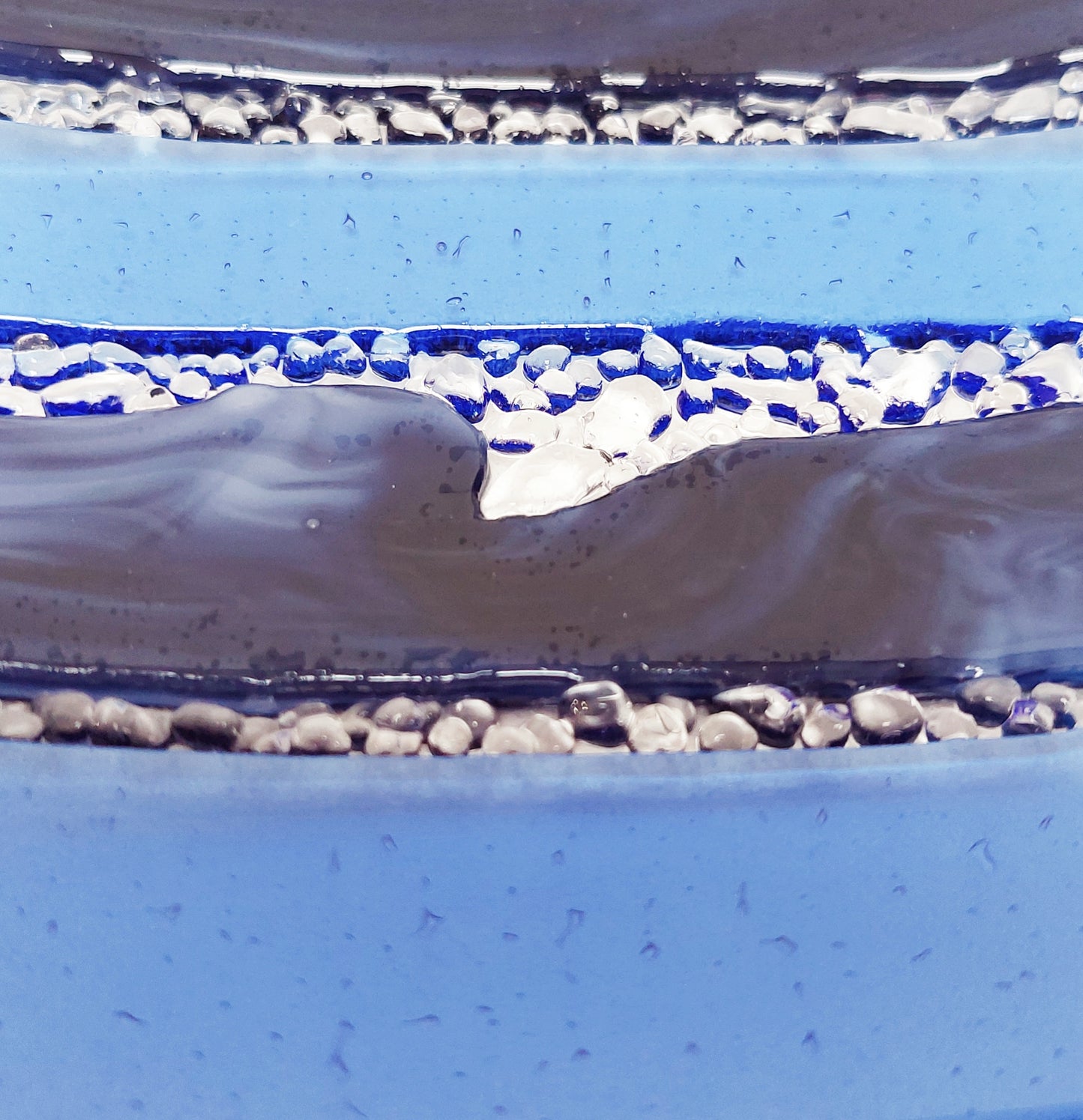 Ulllswater Textured Blue Glass Plate, Small Handmade Decorative Tray