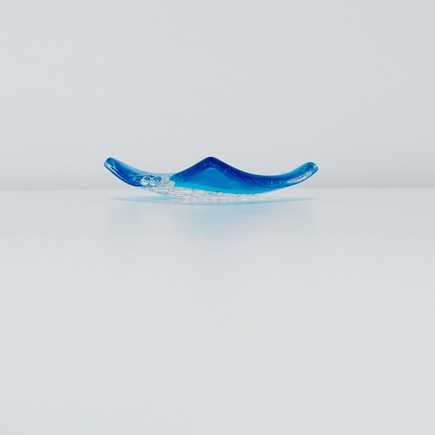 Textured Turquoise Glass Art Ring Bowl