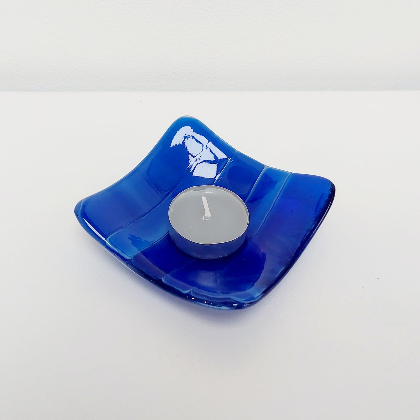 Blue Glass Art Trinket Bowl