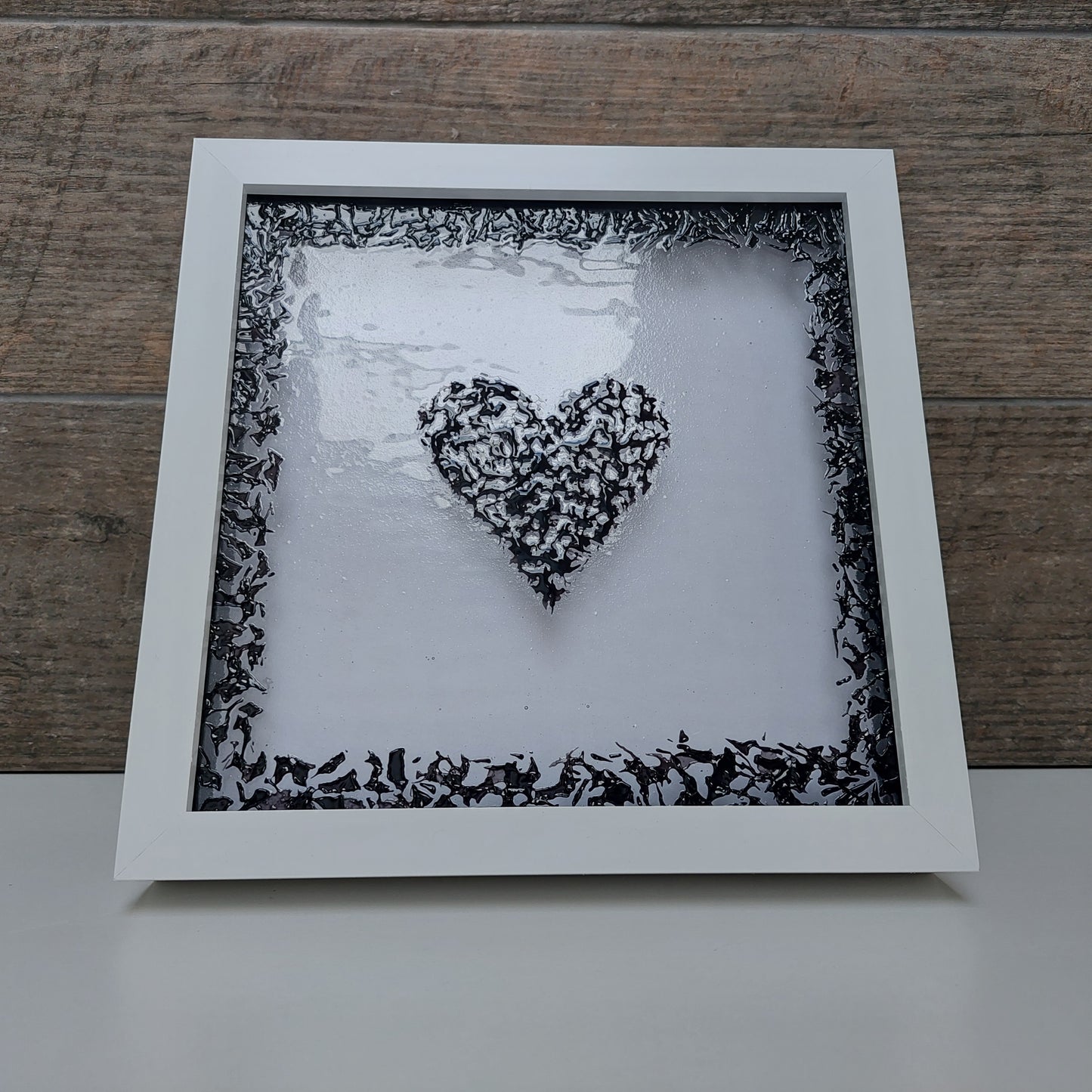 Black Glass Heart Framed Picture