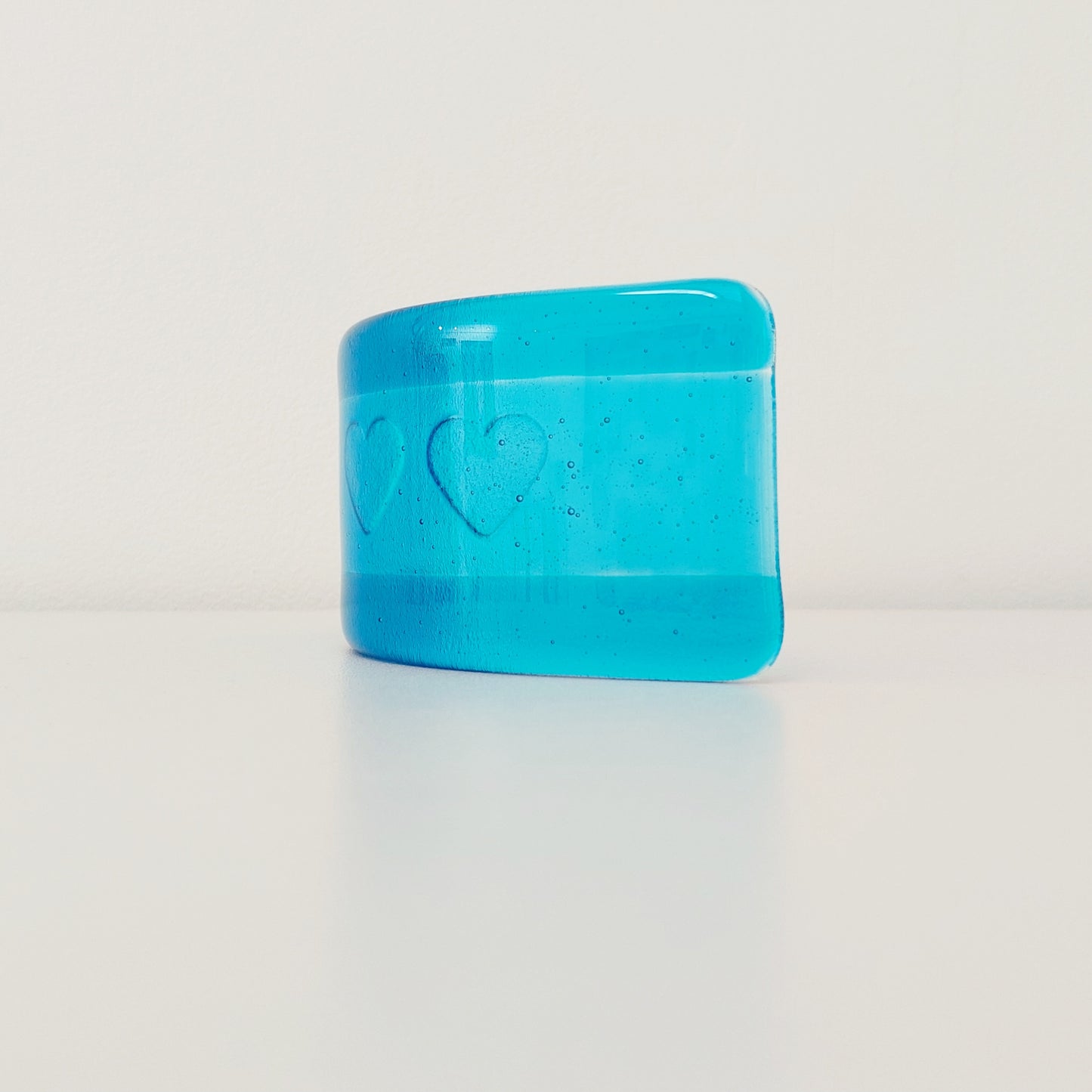 Small Turquoise Glass Heart Curve