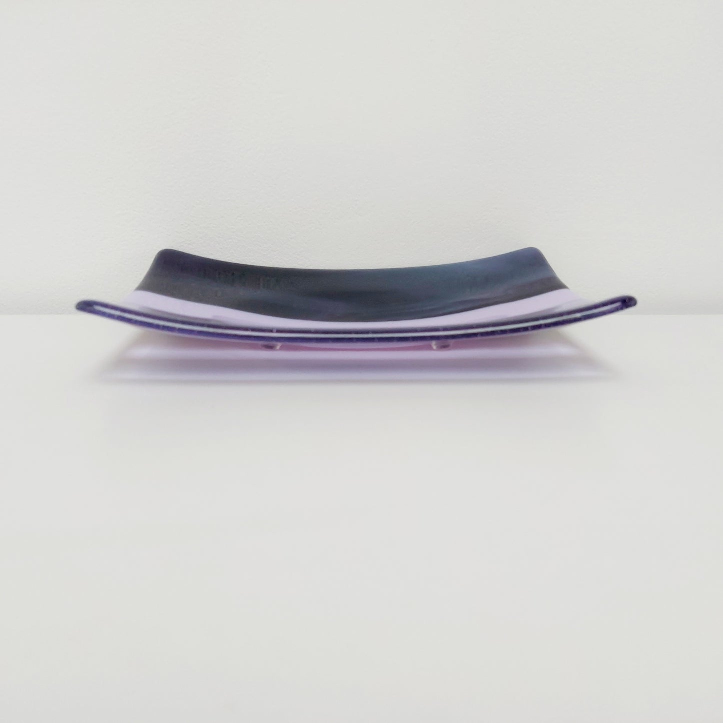 Midnight Glass Art Plate, Handmade Lilac and Purple Decorative Tray
