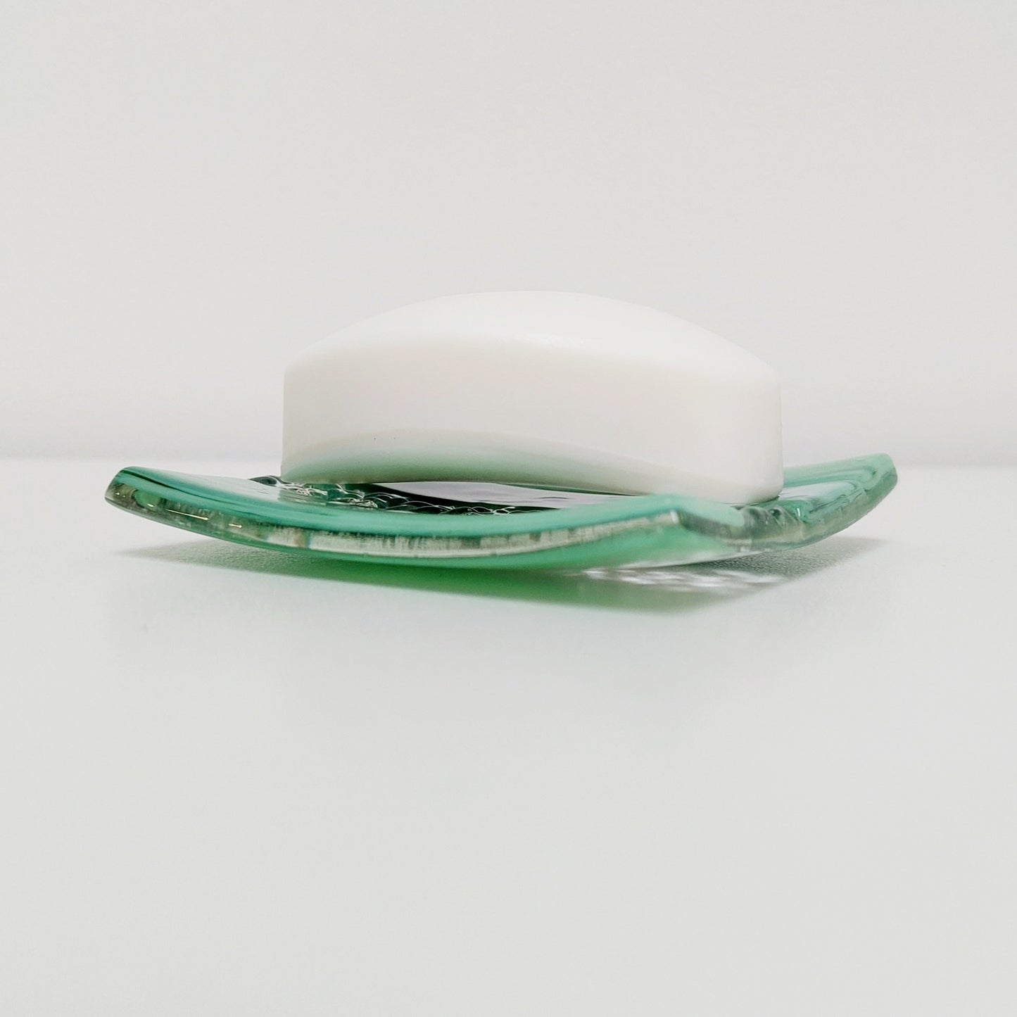 Spring in Grizedale Decorative Dish, Small Handmade Textured Green Glass Tray
