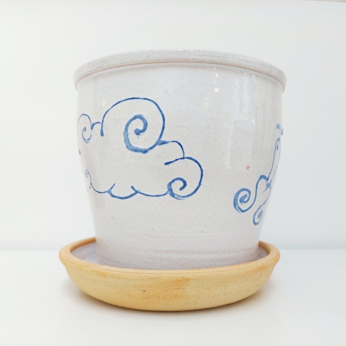 Handcrafted Blue & White Plant Pot with a Dragon Motif