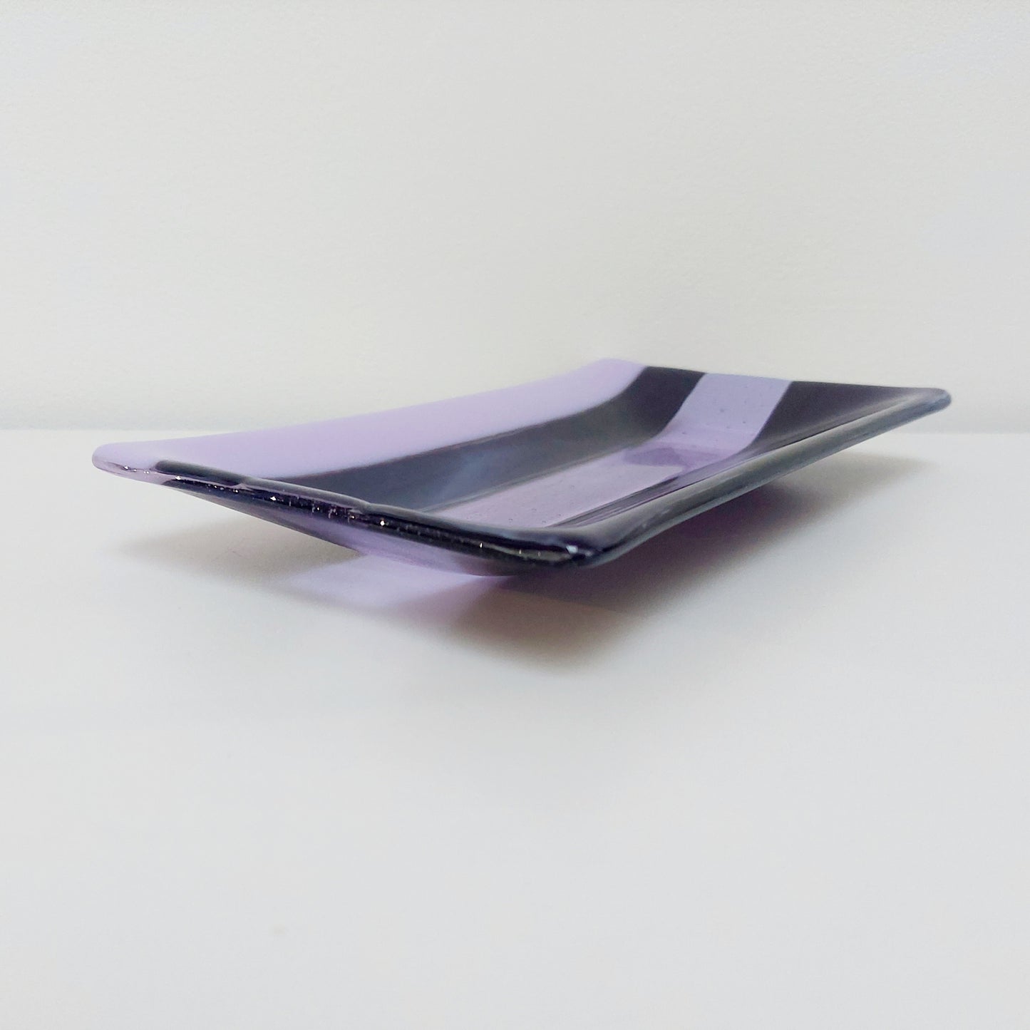 Midnight Glass Art Platter, Handmade Lilac and Purple Plate