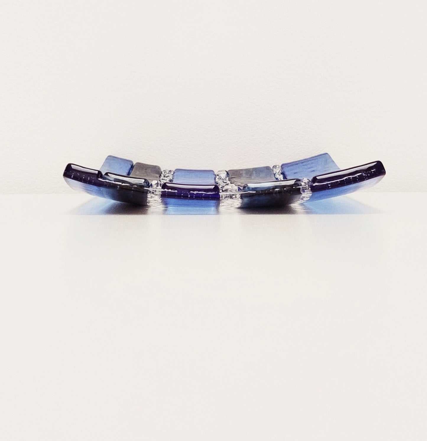 Ulllswater Textured Blue Glass Plate, Small Handmade Decorative Tray