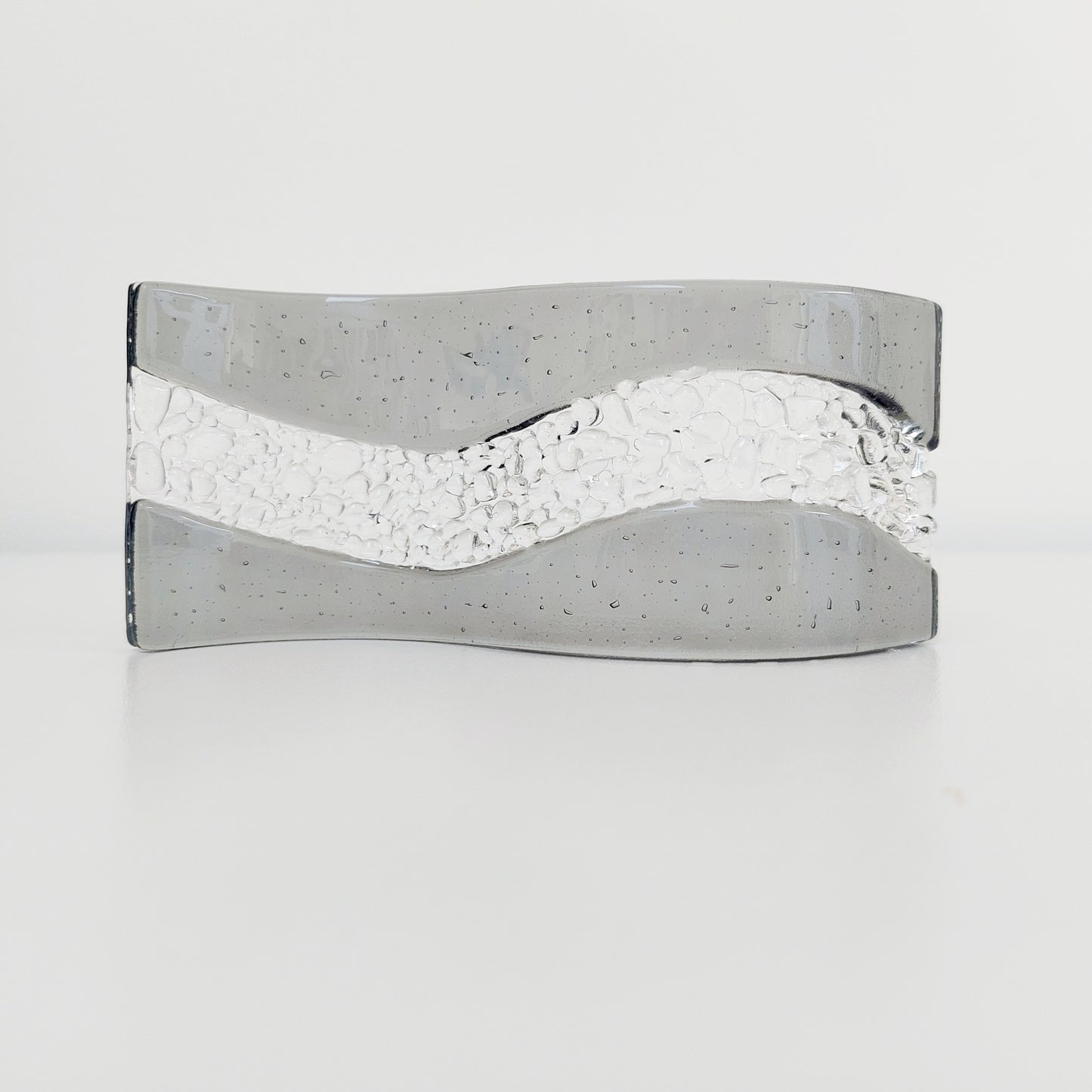 Small Silver Grey Glass Wave