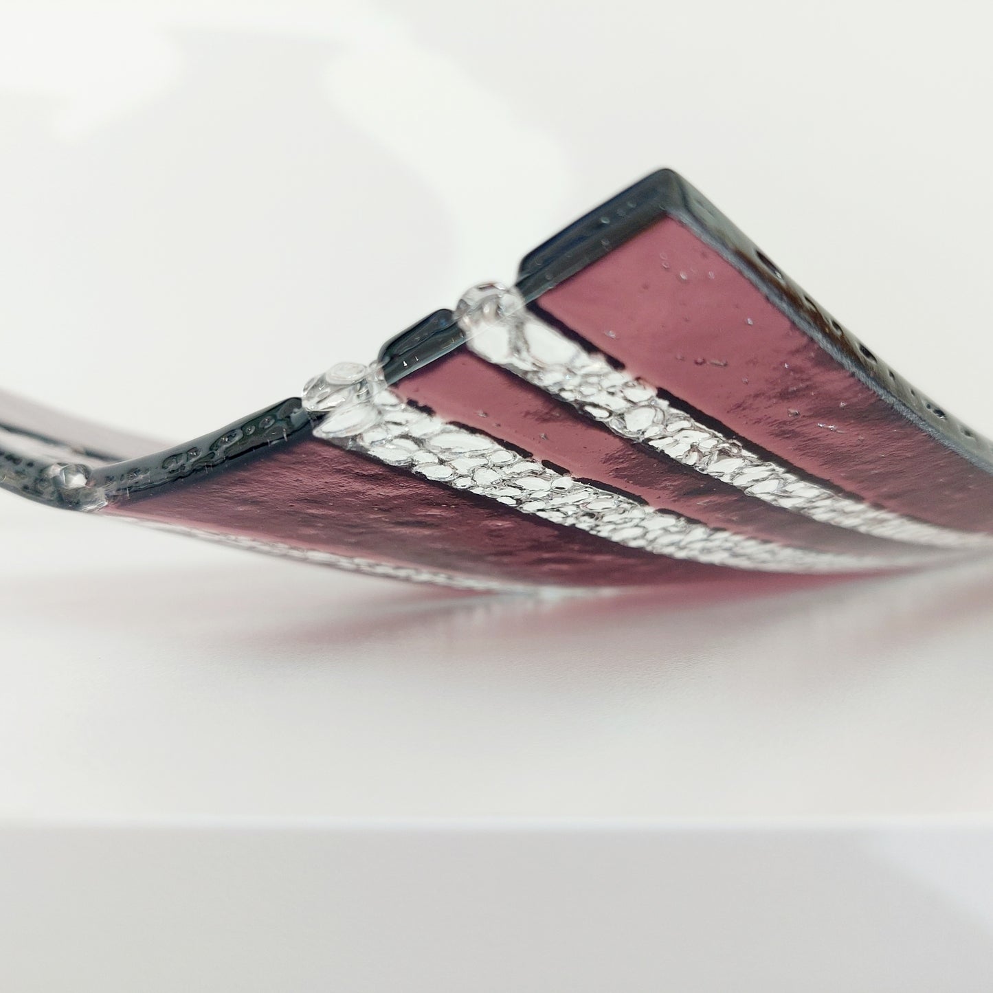Handmade Plum Fused Glass Tray, Decorative Table Centerpiece