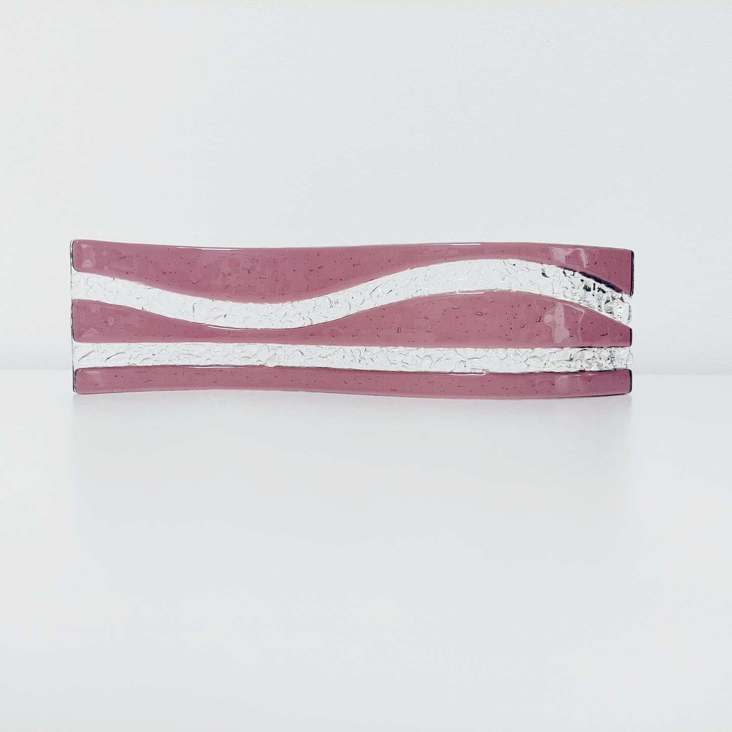 Plum Glass Art Wave, Contemporary Handmade Ornament