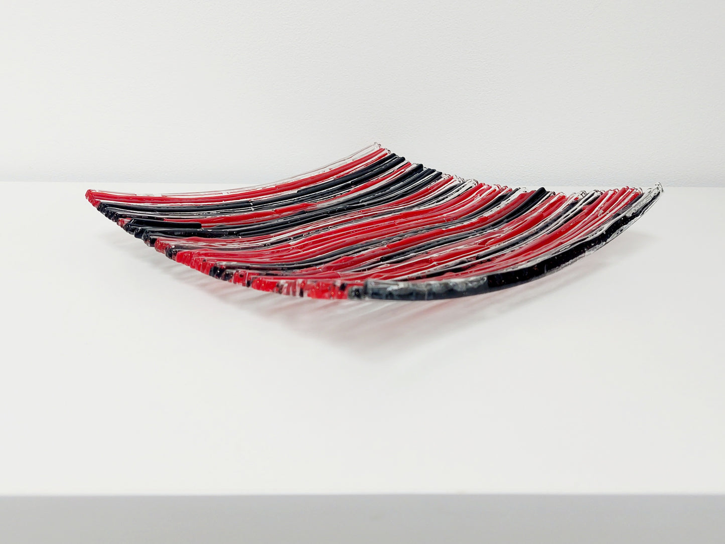 Red and Black Textured Glass Plate