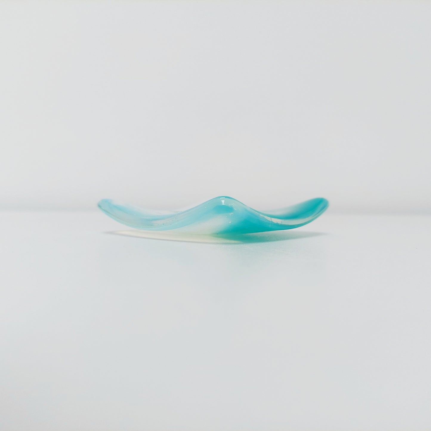Rydal Water Glass Art Ring Bowl, Small Handmade Teal Opaline Trinket Dish