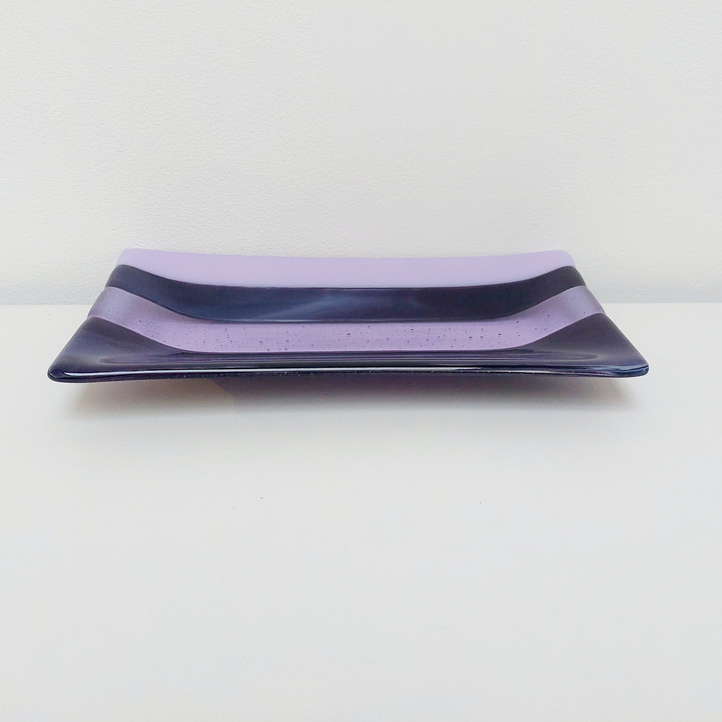 Midnight Glass Art Platter, Handmade Lilac and Purple Plate