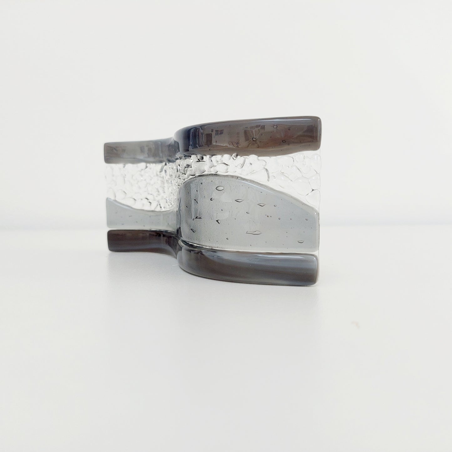 Small Grey Glass Wave Ornament, Monochrome Decor