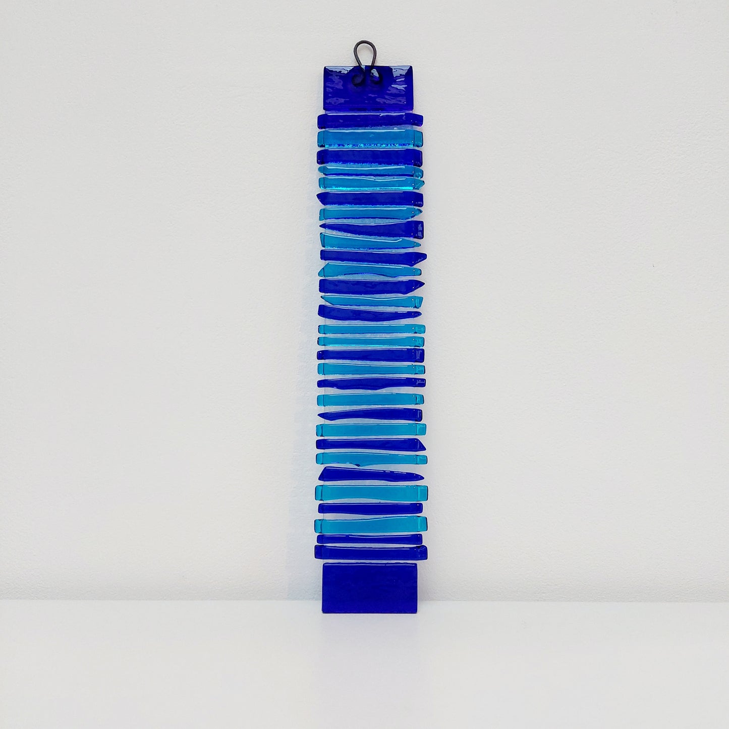 Abstract Turquoise and Cobalt Blue Glass Wish Stick, Handmade Suncatcher or Wall Hanging