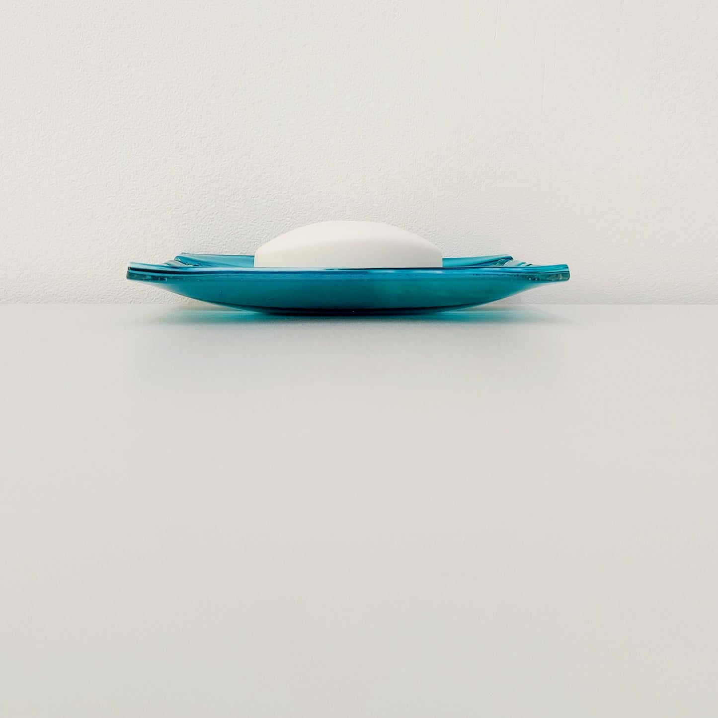 Aqua & Teal Glass Art Plate, Handmade Textured Soap Tray