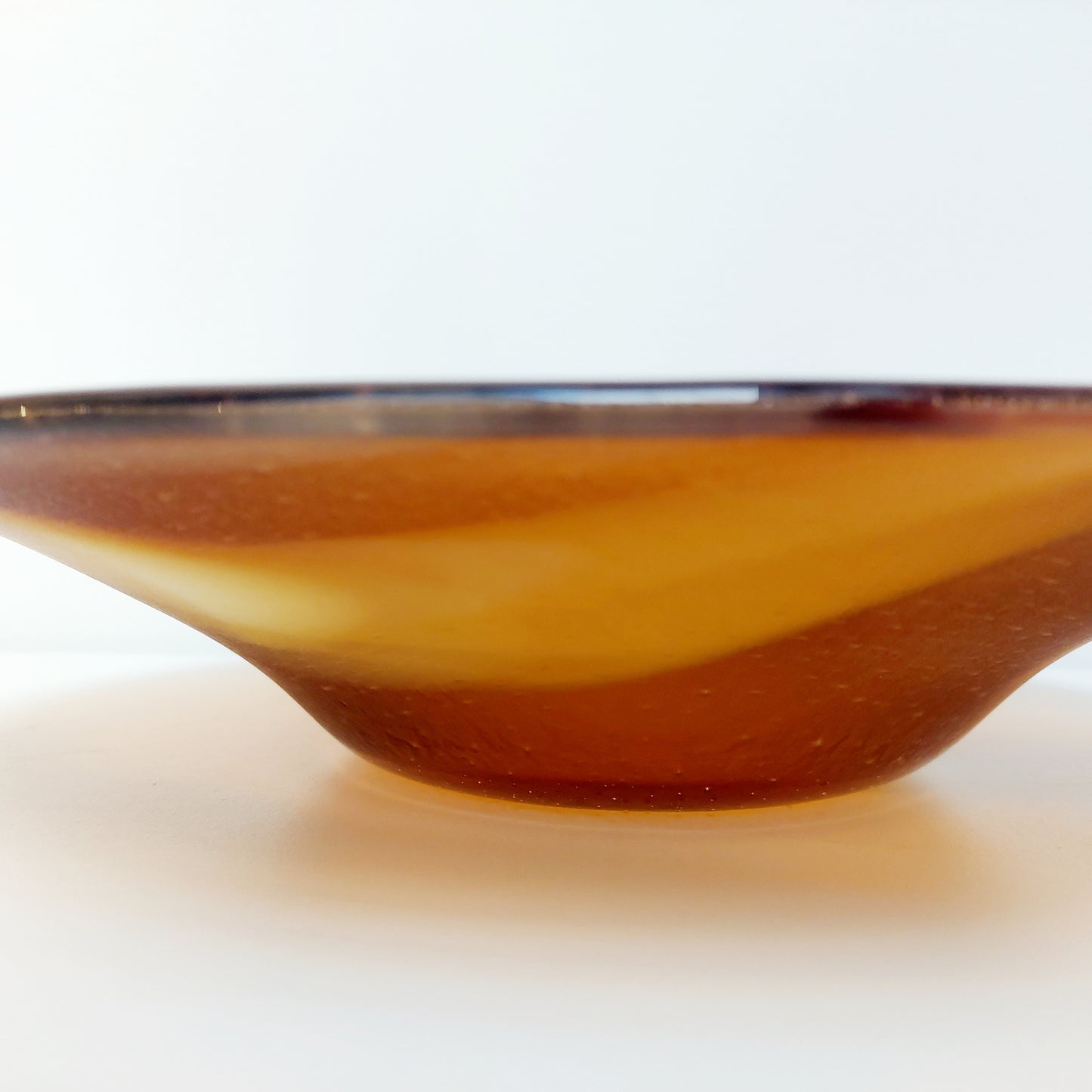 Large Artisan Amber Glass Bowl
