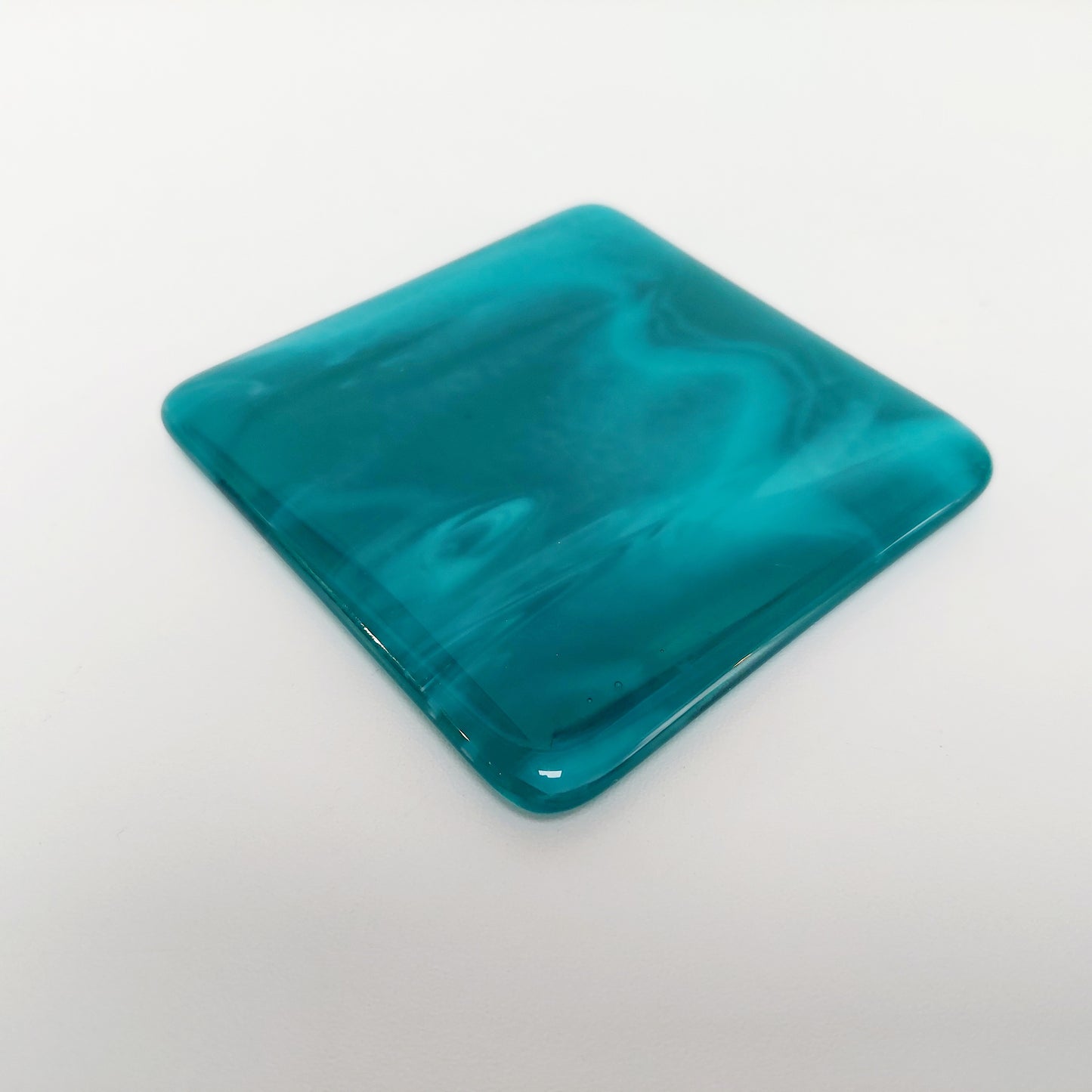 Teal Glass Art Coaster Handcrafted in the Lake District