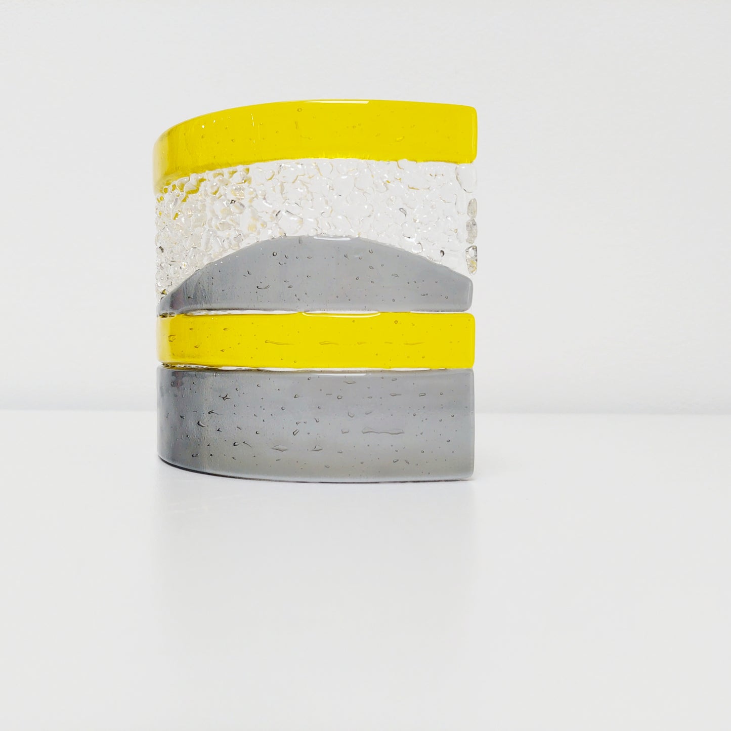 Yellow and Grey Glass Art Ornament Handcrafted in the Lake District