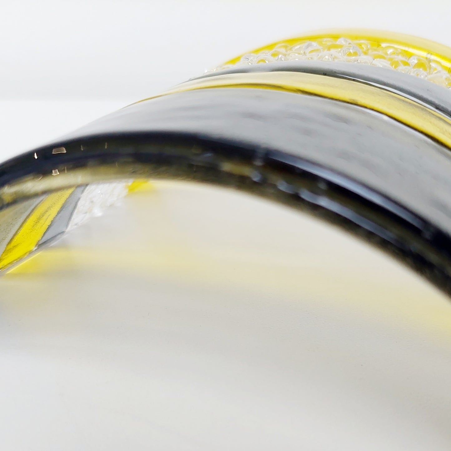 Yellow and Grey Glass Art Ornament Handcrafted in the Lake District