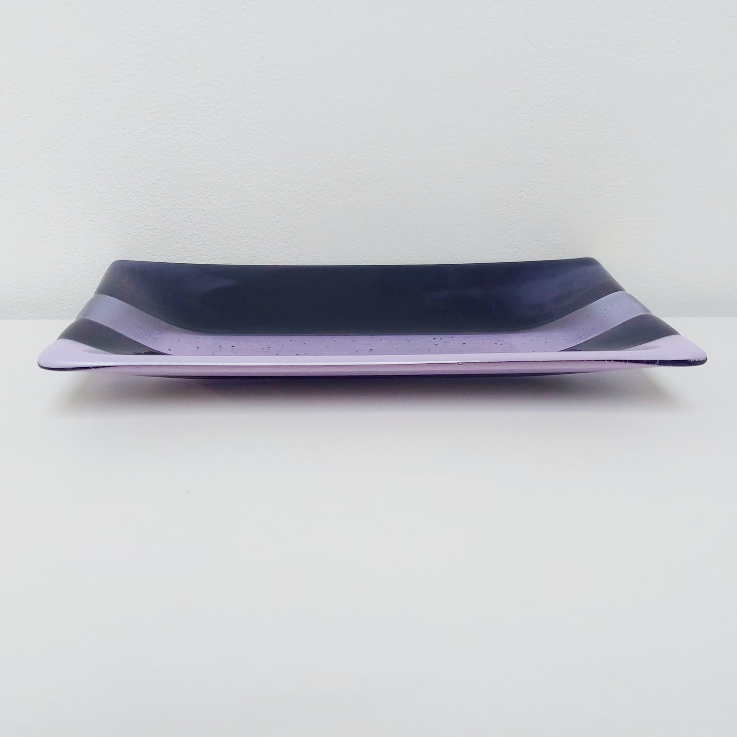 Midnight Glass Art Platter, Handmade Lilac and Purple Plate