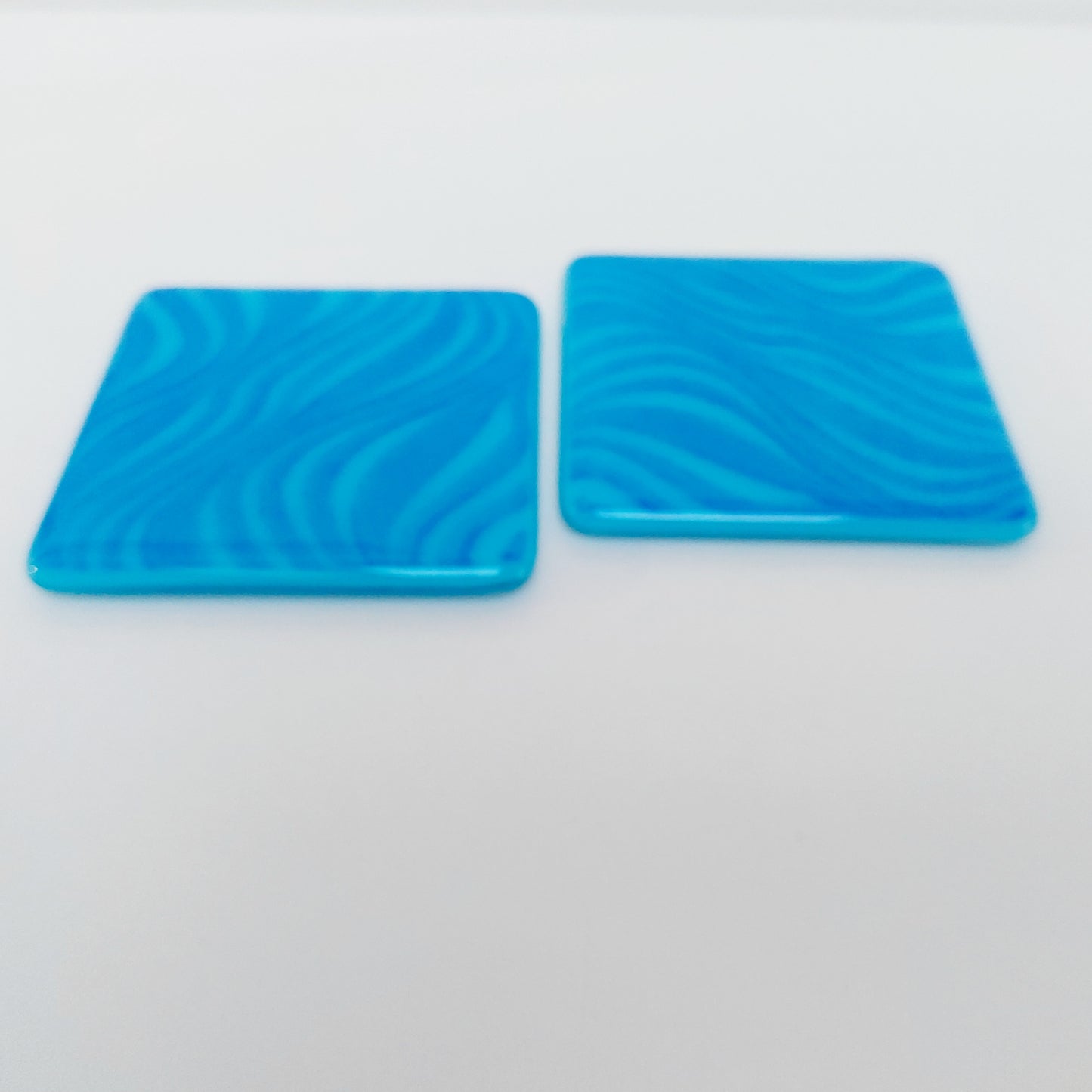 Turquoise and Cobalt Blue Glass Coasters Handcrafted in the Lake District