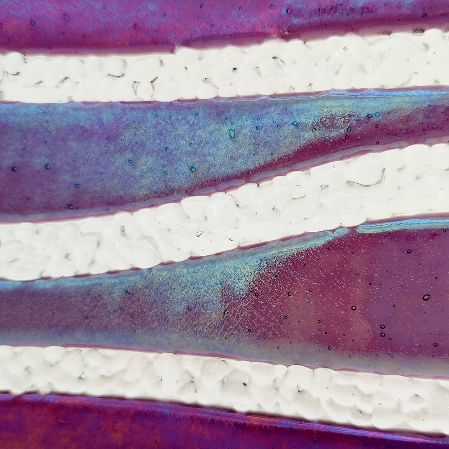 Amethyst Glass Wave Ornament, Handmade Art Glass Sculpture