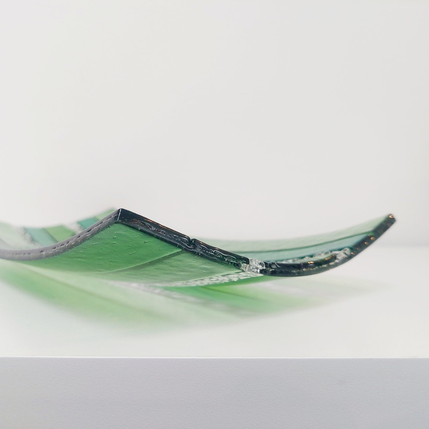 Large Textured Green Glass Art Plate, Table Centrepiece