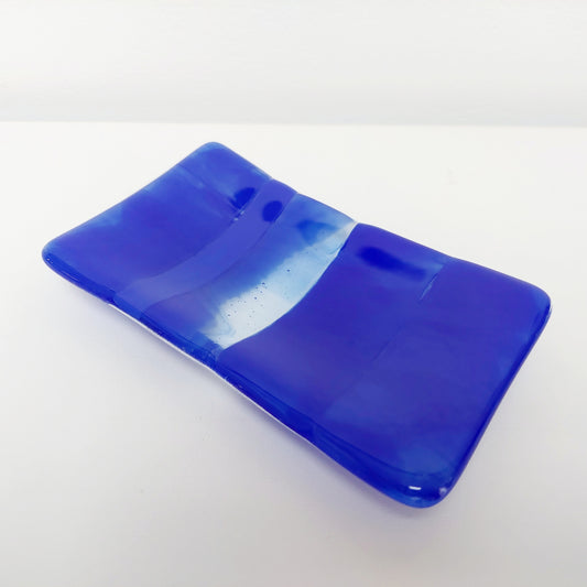 Cobalt Blue Glass Art Soap Dish (Water Theme)