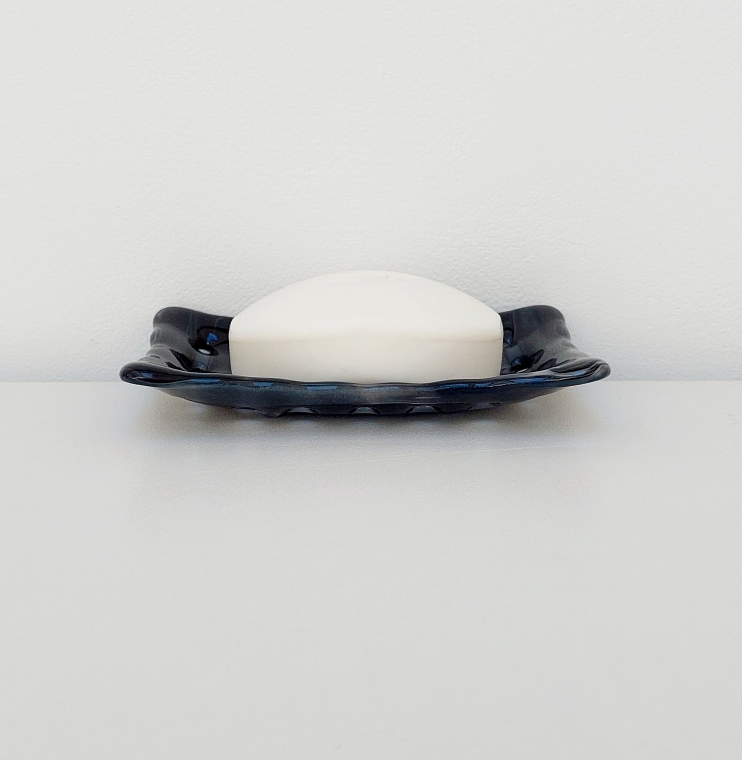 Rectangular Stone Grey Glass Soap Dish with Holes